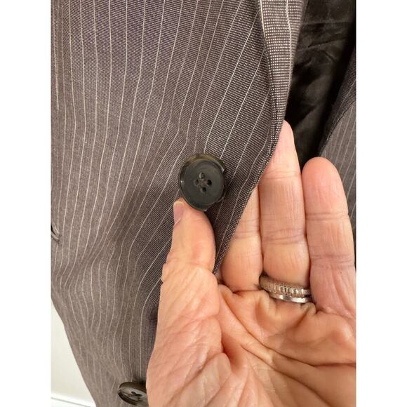 Vintage Y2K Express Design Studio Pinstripe Blazer Men Brown Vented Back 40R - Picture 12 of 12